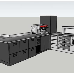 Plan 3D du meuble snack, Collège latin Neuchâtel